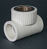 Трійник PPR внутрішній 32 х 3/4"В х 32 Tebo білий 10/60, фото 3