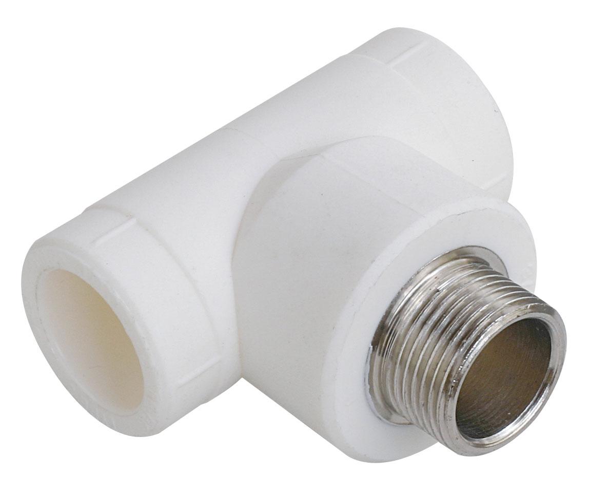 Трійник PPR зовнішній 32 х 1"З х 32 Tebo білий 10/40, фото 1