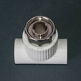 Трійник PPR з накидною гайкою 20 х 1/2" Tebo бiлий, фото 2