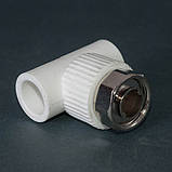 Трійник PPR з накидною гайкою 20 х 1/2" Tebo бiлий, фото 4