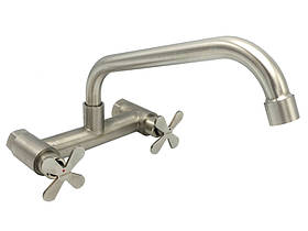 Змішувач для кухонної мийки MILLZ настінний буксовий ручки-хрестики MRS-SS-X-0002 нержавіючий 1/10