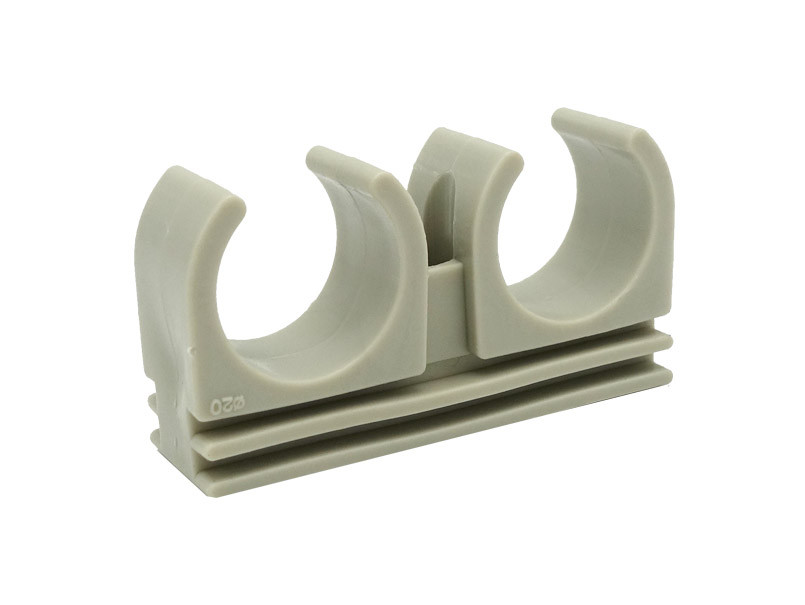 Кліпса подвійна PPR Ø20 сірий колір ASCO® 50/500шт, фото 1