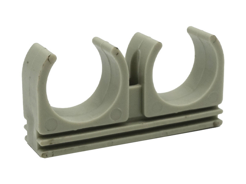 Кліпса подвійна PPR Ø25 сірий колір ASCO® 40/400шт, фото 1