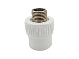 Муфта комбінована з зовнішньою pізьбою PPR Ø25x1/2" білий колір ASCO® 1/160шт, фото 2