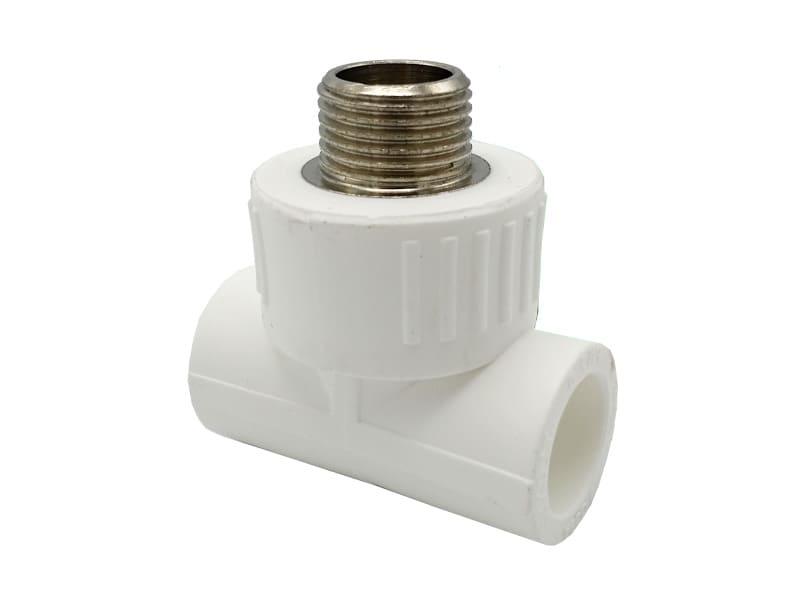 Трійник комбінований з зовнішньою різьбою PPR Ø25x3/4" білий колір ASCO® 10/80шт, фото 1