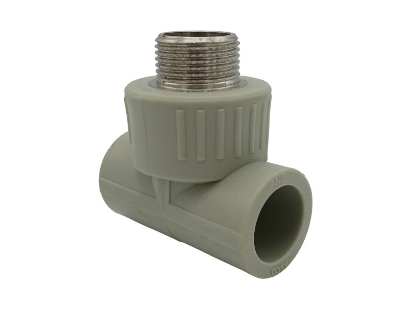 Трійник комбінований з зовнішньою різьбою PPR Ø25x3/4" сірий колір ASCO® 10/80шт, фото 1