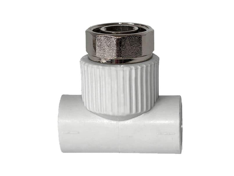 Трійник з накидною гайкою, внутрішня різьба PPR Ø20x1/2" білий колір ASCO® 25/150шт, фото 1