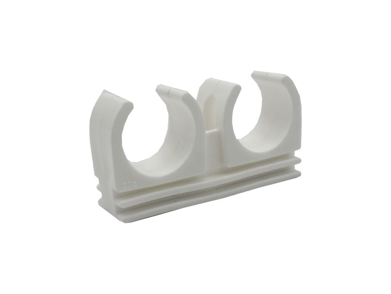 Кліпса подвійна PPR Ø20 білий колір ASCO® 50/500шт, фото 1