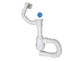 Сифон для мийки 11/2"х40 з різьб.випуском, гофротрубою 40х40/50 та прямокут.переливом MILLZ (1/40шт)