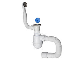 Сифон для мийки 11/2"х40 з різьб.випуском, гофротрубою 40х40/50 та гнучк.кругл.переливом MILLZ 1/40