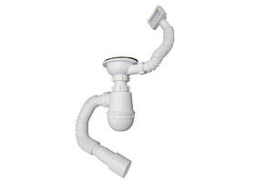Сифон для мийки 3 1/2"х40 з різьб.випуском, гофротрубою 40х40/50 та гнучк.прямокут.переливом  MILLZ
