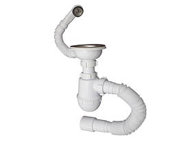 Сифон для мийки 3 1/2"х40 з різьб.випуском, гофротрубою 40х40/50 та гнучк.кругл.переливом MILLZ 1/30