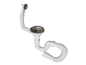 Сифон для мийки 3 1/2"х40 з різьб.випуск.,ПРЯМОТОЧН,г-трубою 40х40/50 та гнучк.кругл.переливом MILLZ