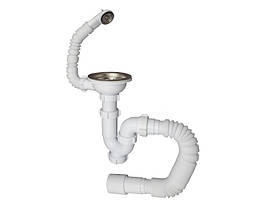 Сифон мийка 3 1/2"х40 різьб.випуск.,ПРЯМОТОЧН., ревізія, гофротруб. 40х40/50 круглий перелив  MILLZ