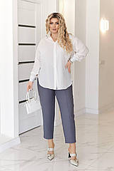 Жіноча бавовняна сорочка вільного крою NOBILITAS 46-60 молочного кольору