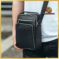 Чоловіча шкіряна сумка чорна Tiding Bag A25-1278C