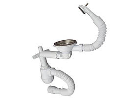 Сифон мийка 3 1/2"х40 телеск, різьб.вип, відвід пр.маш і посуд, гофр 40х40/50 кругл.перелив  MILLZ