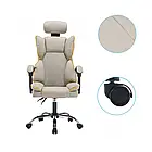 Шкіряне офісне крісло з регульованим підголовником та висувною підставкою для ніг, нахил спинки до 135°, фото 5