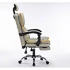 Шкіряне офісне крісло з регульованим підголовником та висувною підставкою для ніг, нахил спинки до 135°, фото 6