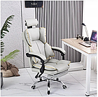 Шкіряне офісне крісло з регульованим підголовником та висувною підставкою для ніг, нахил спинки до 135°, фото 8