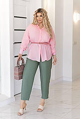 Жіноча бавовняна сорочка вільного крою NOBILITAS 46-60 рожевого кольору