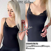 Майка женская черная с кружевом ELLEN (размер М-XXL)