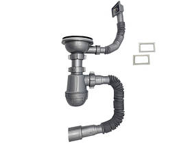 Сифон Перламутр  Лотос BIG 3 1/2"  з єврошл. і  переливом. нерж. випуск COS 1/15