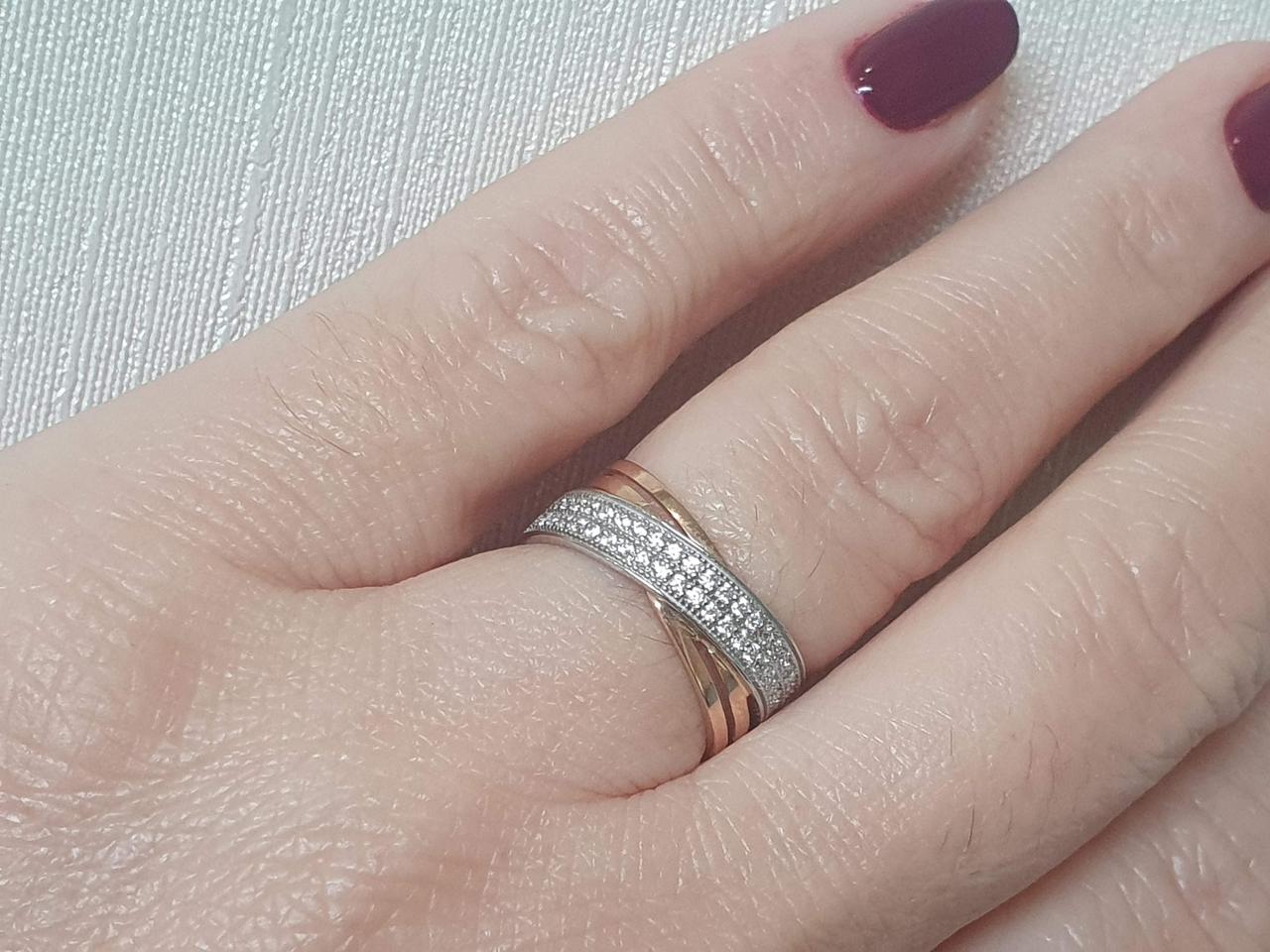 Золоте кільце з фіанітами. 80689 16