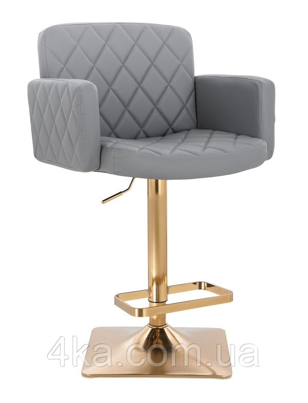 Крісло барне HC802KW, сіре, база золото