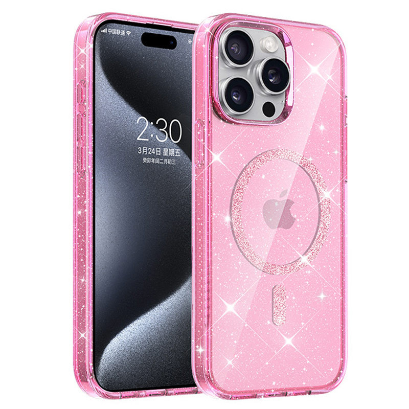 Блискучий чохол Eclipse Sparkle with MagSafe для Apple iPhone 14 Pro (6.1") | Galaxy MagFit Pink, фото 1