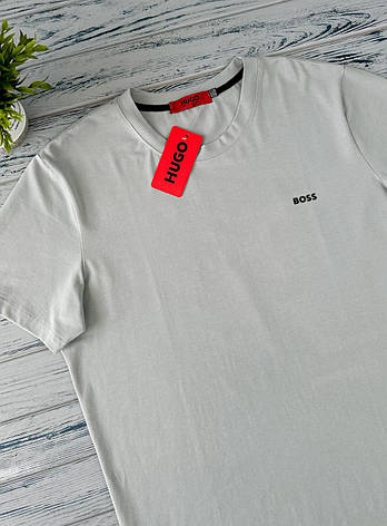 Футболка чоловіча Hugo Boss Батал сіра спортивна футболка Бос великі розміри Туреччина, фото 1