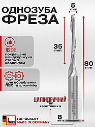 Фреза Dress для алюмінію та ПВХ  5х35х80х8 мм HSS-E