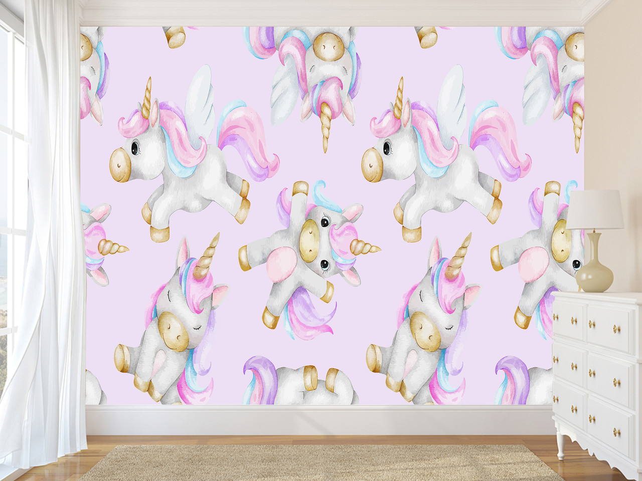 Самоклеючі плівка Oracal, декор для дитячої кімнати "Сором'язливі єдиноріжки", фото 1