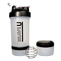 Shaker with containers 3 in 1 - 600ml Transparent