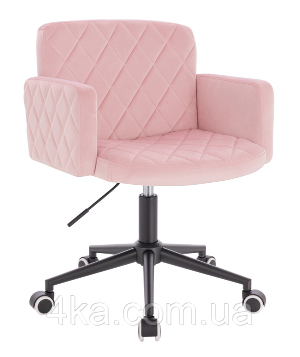 Крісло на колесах HC802K, велюр, пудра, база чорна, фото 1