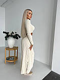 Костюм трикотаж жіночий спідниця плісирована в підлогу та укорочений лонгслів 42-46, фото 6