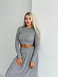 Костюм трикотаж жіночий спідниця плісирована в підлогу та укорочений лонгслів 42-46, фото 9