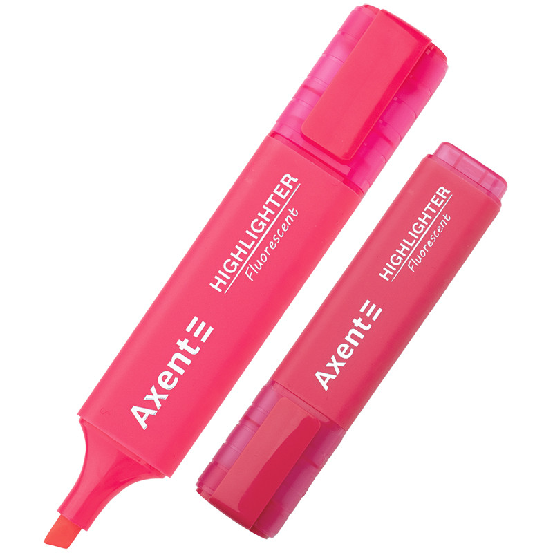 Маркер текстовий Axent  Highlighter 2537-10, 1-5 мм, клиноподібний, неоновий рожевий