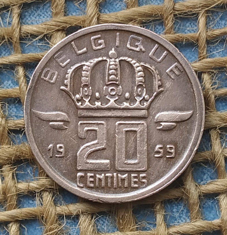 20 сантимiв 1959 року. Бельгiя