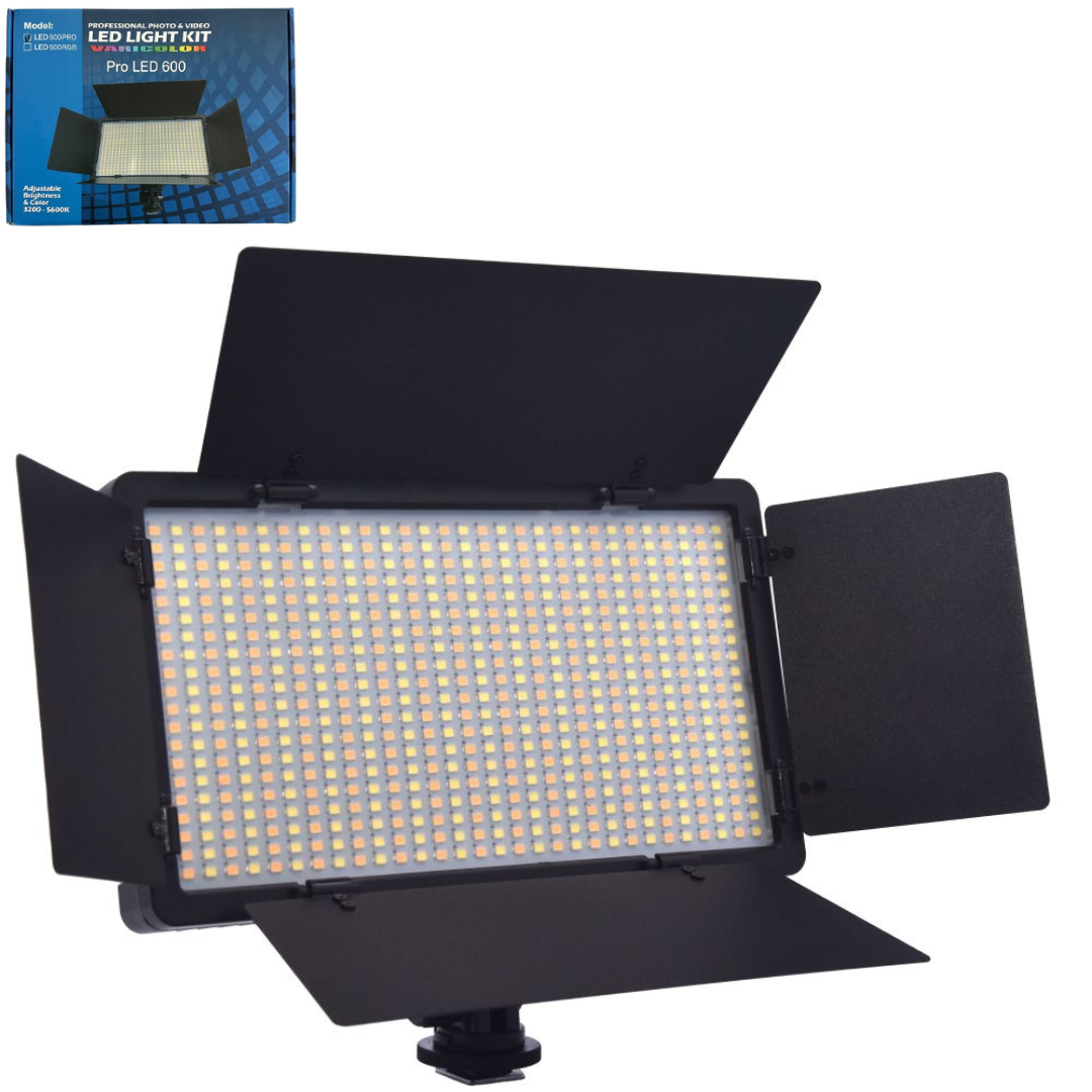 Професійна LED-лампа відеосвітла Varicolor PRO LED U600+ (3200-5600 K) з мережевим адаптером, фото 1