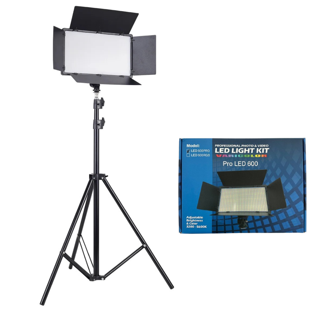 Професійне відеосвітло Varicolor PRO LED U600+ (3200-5600 K) з мережевим адаптером + Штатив, фото 1
