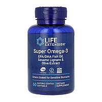 Super Omega-3 EPA/DHA Fish Oil Sesame Lignans & Olive Extract Enteric Coated - 60 softgels