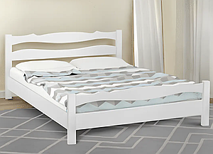 Ліжко двоспальне з масиву вільхи Венера біле Елегант