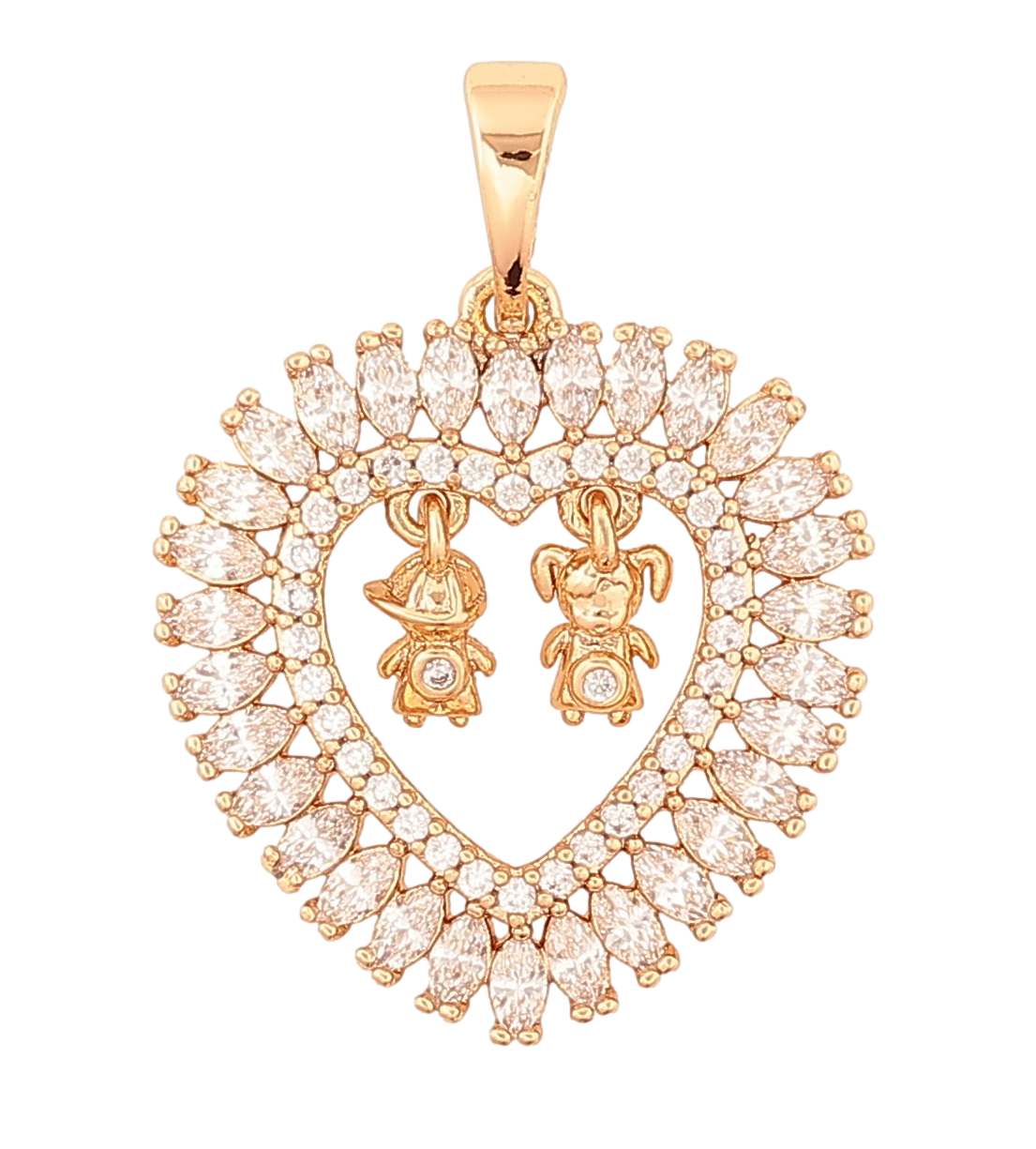 Кулон Xuping Позолота 18K «Кришталеве серце з хлопчиком і дівчинкою» для ланцюжка до 5мм