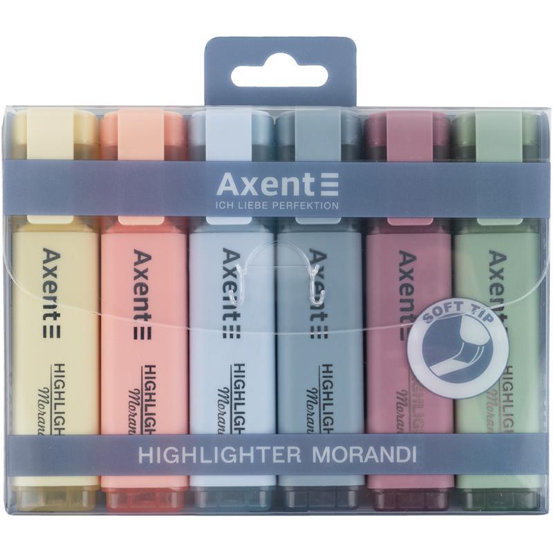 Набір маркерів Axent  Highlighter 2537-60, morandi, 6шт., 1-5 мм, клиноподібний.