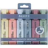 Набір маркерів Axent  Highlighter 2537-60, morandi, 6шт., 1-5 мм, клиноподібний.