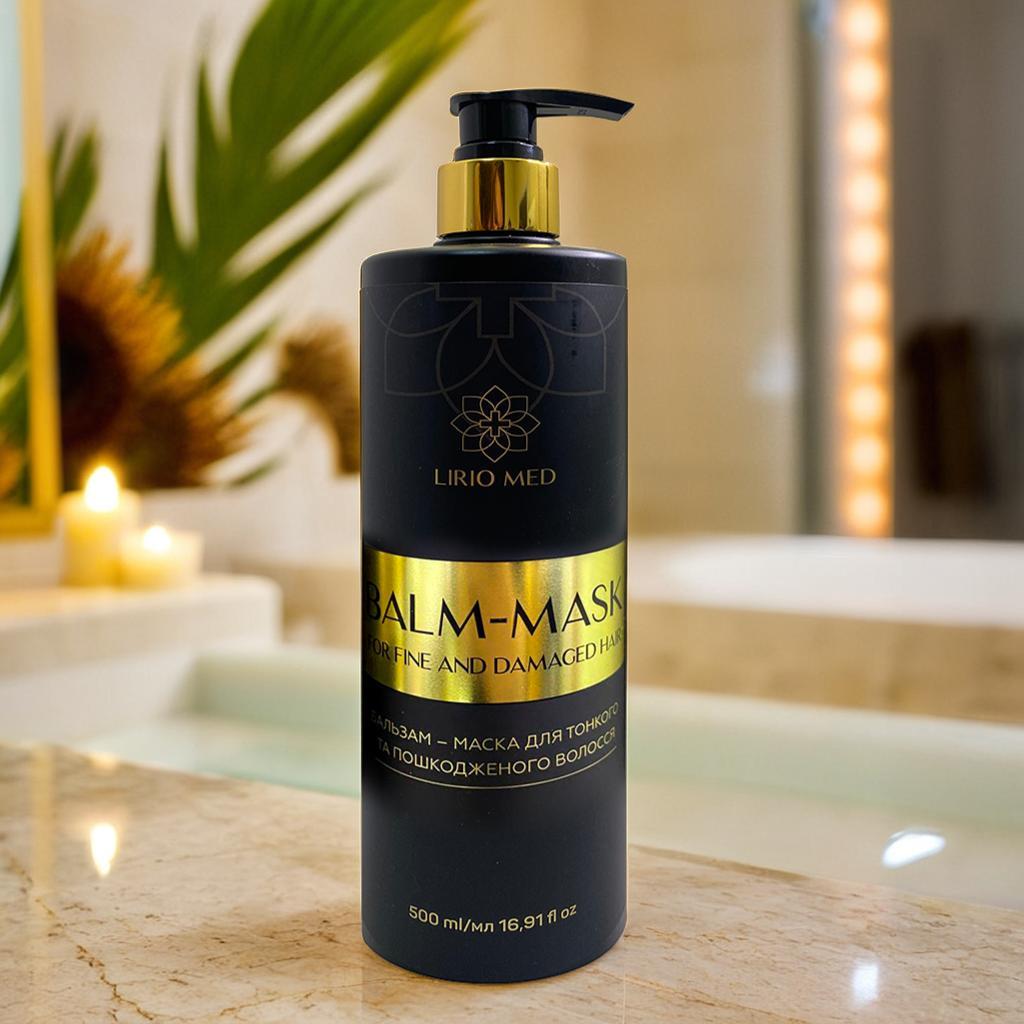 Бальзам-маска для тонкого та пошкодженого волосся Lirio Med 500 мл, фото 1