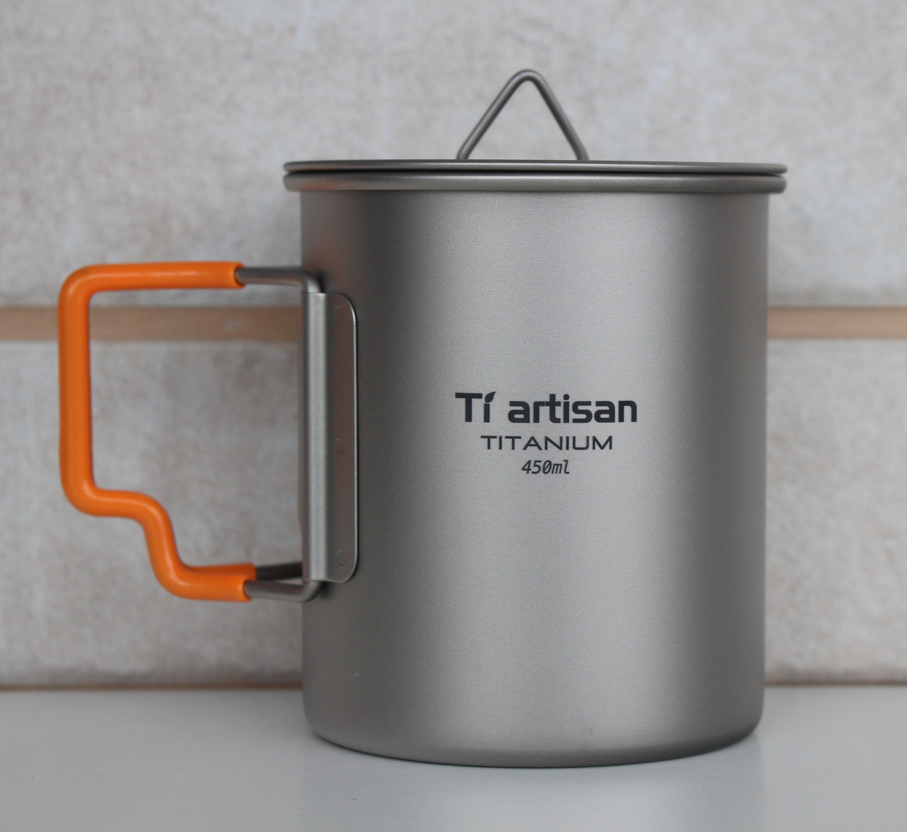 Титановий кухоль зі складаними ручками та кришкою для походу туризму Tiartisan 450 мл у чохлі