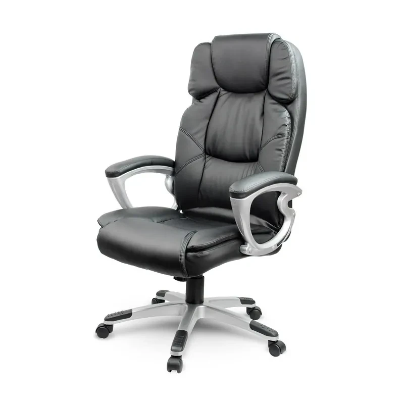 М'яке крісло з високою спинкою з вбудованим підголовником, механізм регуляції TILT, чорна екошкіра, фото 1