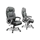 М'яке крісло з високою спинкою з вбудованим підголовником, механізм регуляції TILT, чорна екошкіра, фото 3